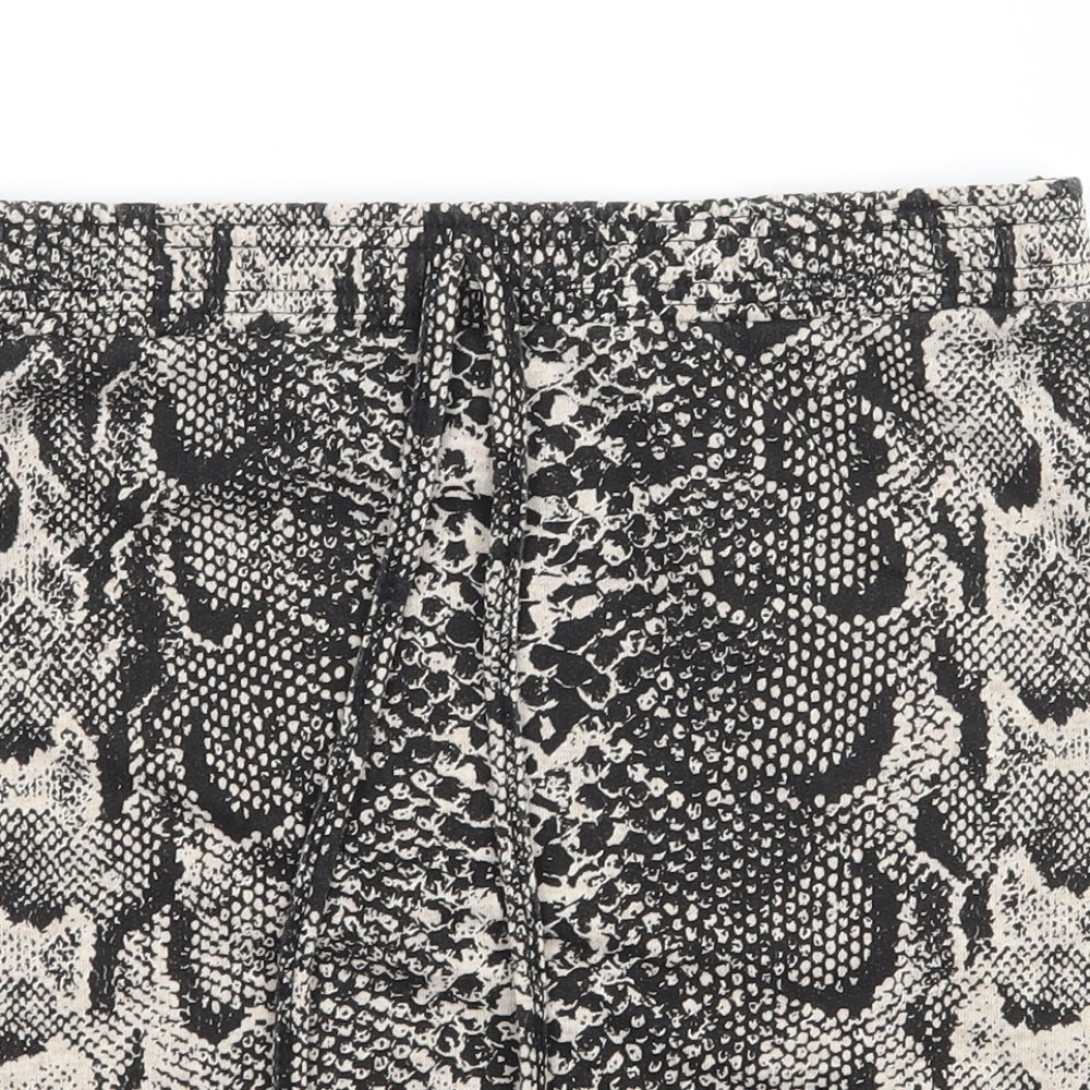 PRETTYLITTLETHING Womens Black Animal Print Jersey Mini Skirt Size 10