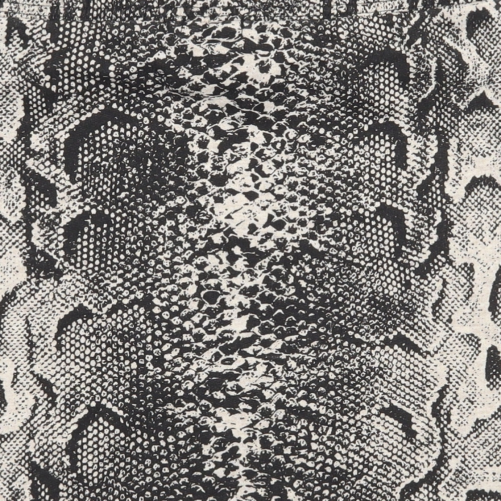 PRETTYLITTLETHING Womens Black Animal Print Jersey Mini Skirt Size 10