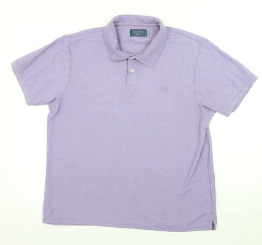 Atlantic Bay Mens Purple Batik Jersey  Polo Size L