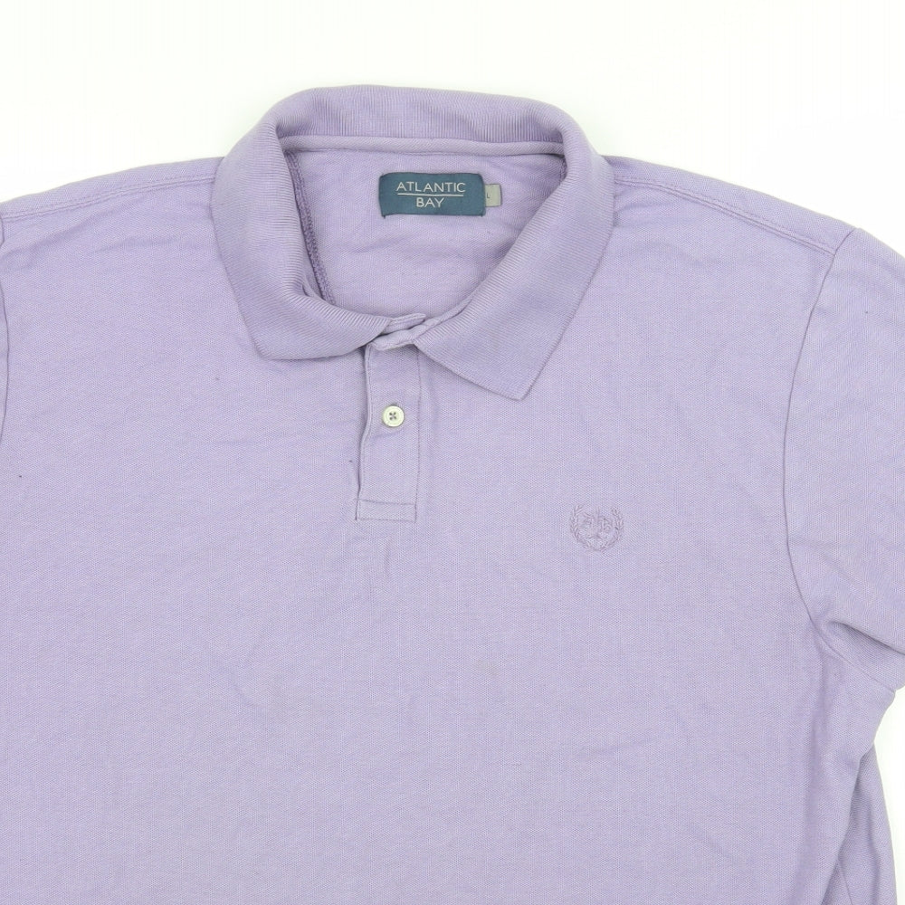 Atlantic Bay Mens Purple Batik Jersey  Polo Size L