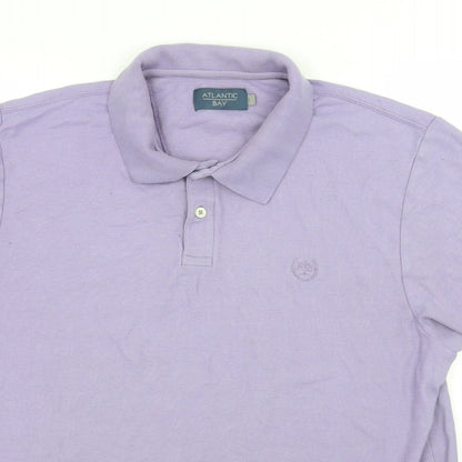 Atlantic Bay Mens Purple Batik Jersey  Polo Size L