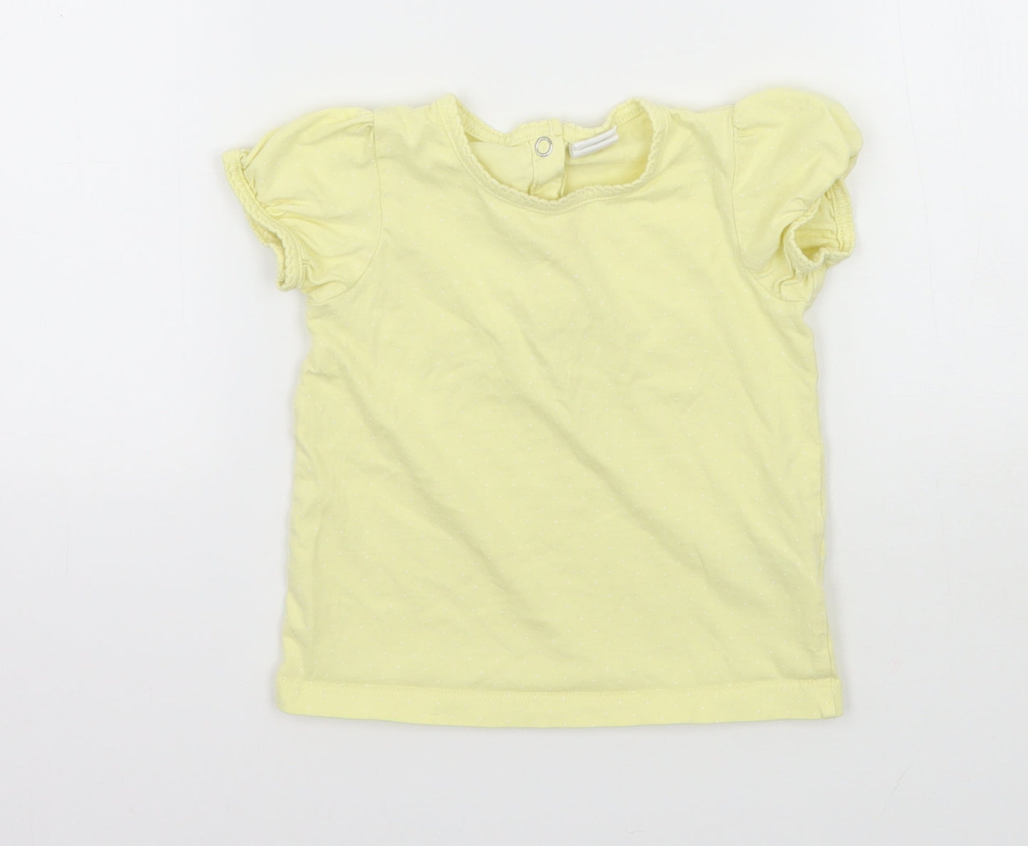 H&M Girls Yellow Polka Dot Jersey Basic T-Shirt Size 12-18 Months