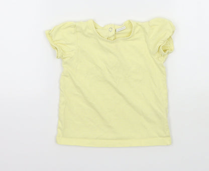 H&M Girls Yellow Polka Dot Jersey Basic T-Shirt Size 12-18 Months