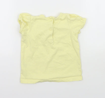 H&M Girls Yellow Polka Dot Jersey Basic T-Shirt Size 12-18 Months