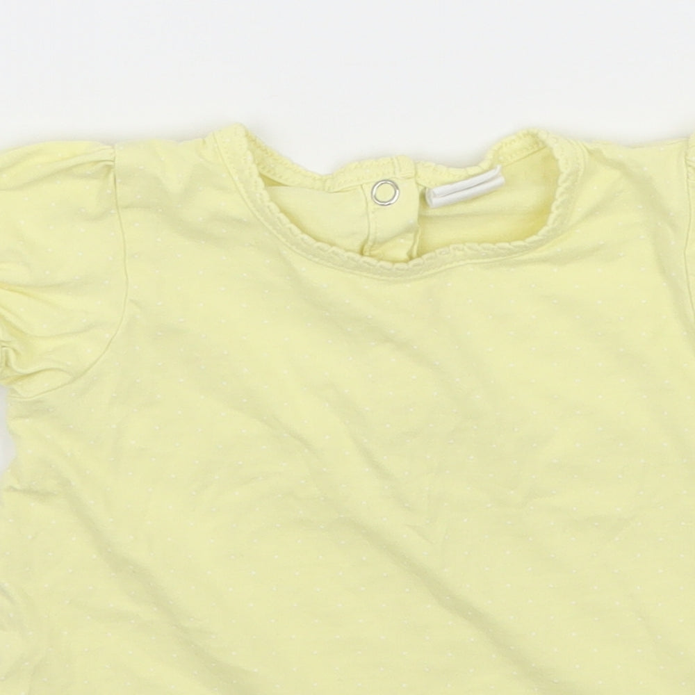 H&M Girls Yellow Polka Dot Jersey Basic T-Shirt Size 12-18 Months