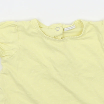 H&M Girls Yellow Polka Dot Jersey Basic T-Shirt Size 12-18 Months