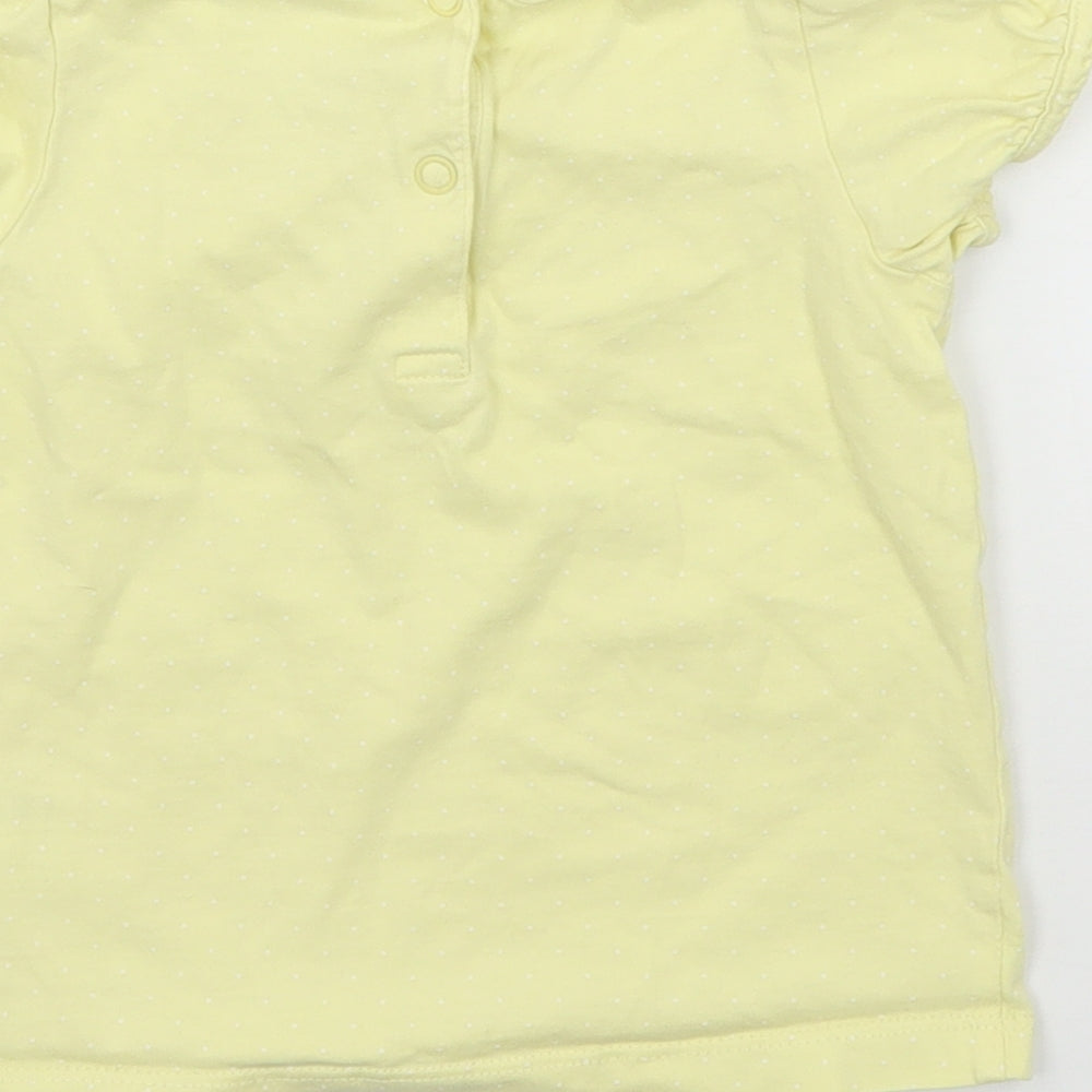 H&M Girls Yellow Polka Dot Jersey Basic T-Shirt Size 12-18 Months
