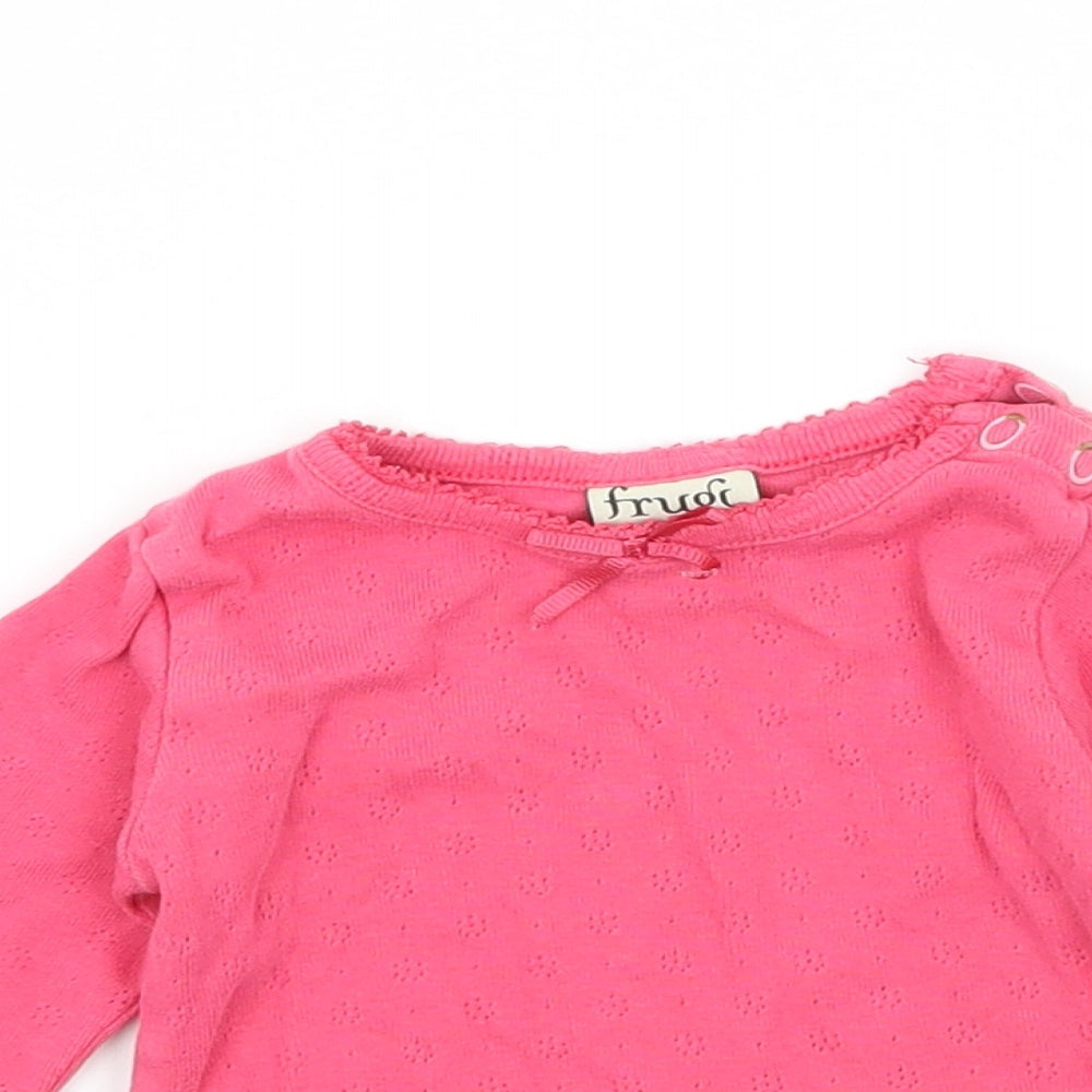 Frugi Girls Pink  Jersey Basic T-Shirt Size 3-6 Months