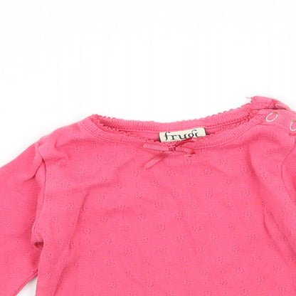 Frugi Girls Pink  Jersey Basic T-Shirt Size 3-6 Months