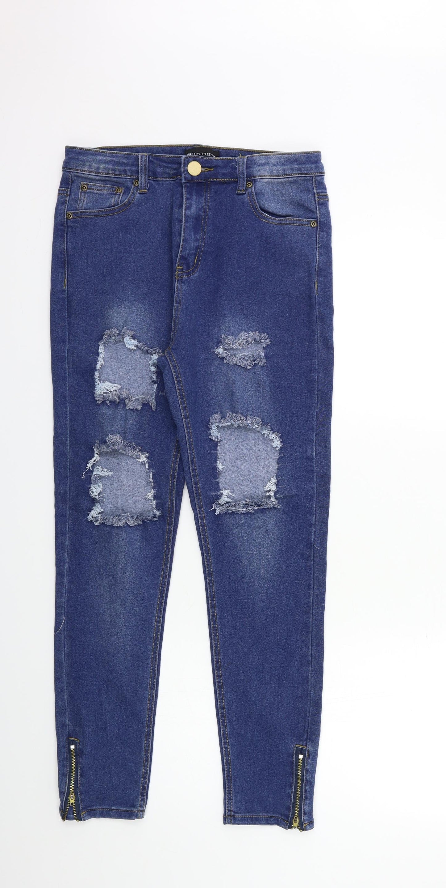 PRETTYLITTLETHING Womens Blue  Denim Skinny Jeans Size 10 L26 in