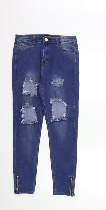 PRETTYLITTLETHING Womens Blue  Denim Skinny Jeans Size 10 L26 in