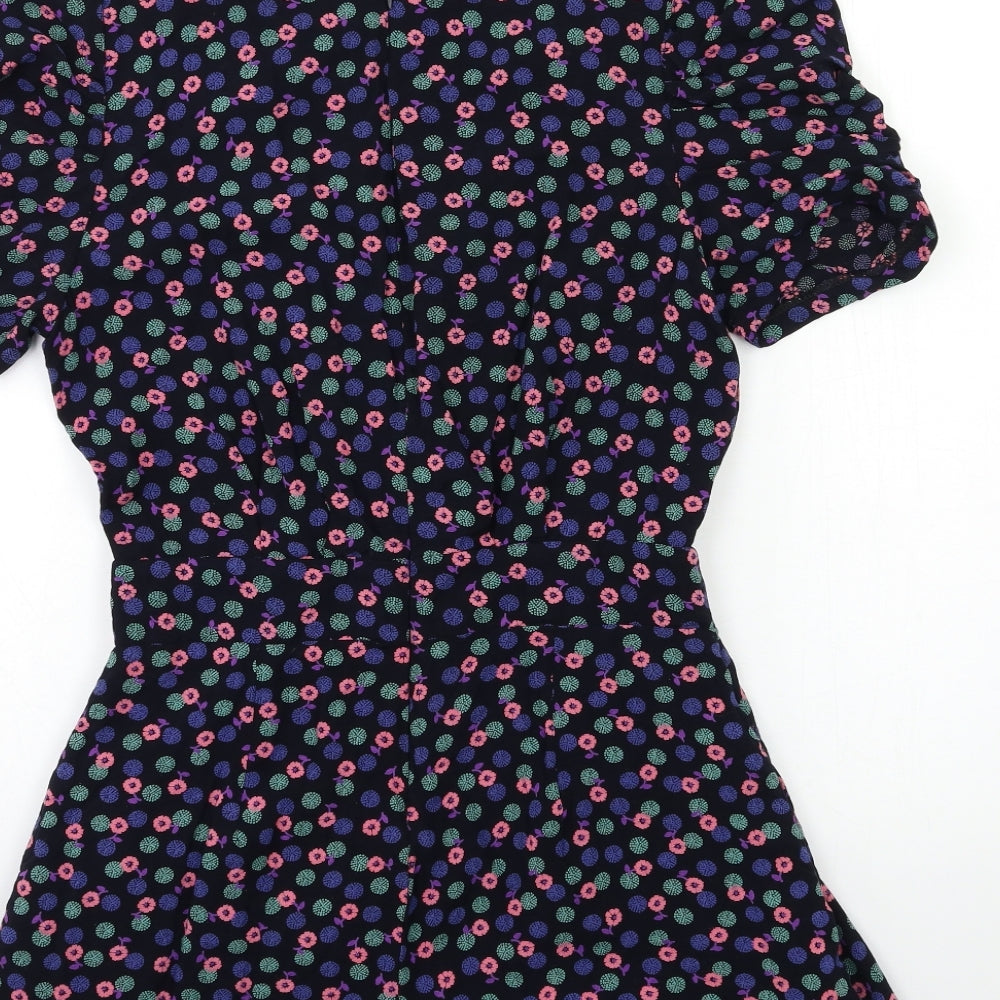 Angeleye Womens Black Floral  Playsuit One-Piece Size S