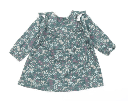 George Girls Green Floral  A-Line  Size 3-6 Months