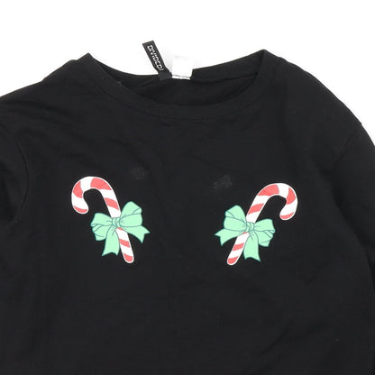 Divided Womens Black   Pullover Sweatshirt Size XS  - Christmas Candy Canes
