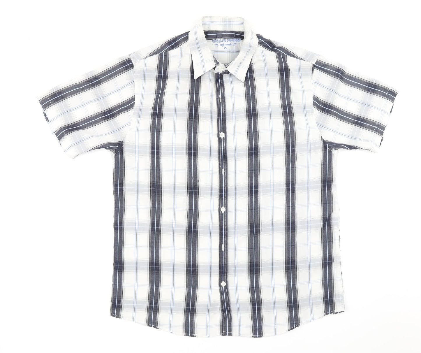 Urban Spirit Mens Blue Plaid   Button-Up Size M