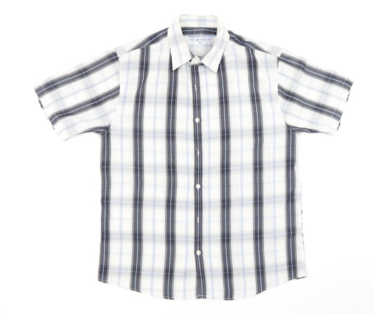 Urban Spirit Mens Blue Plaid   Button-Up Size M