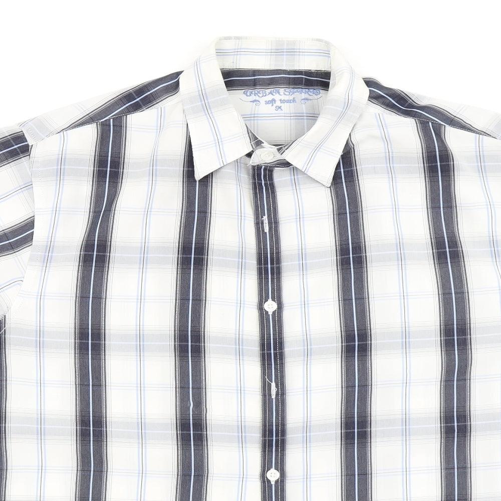 Urban Spirit Mens Blue Plaid   Button-Up Size M