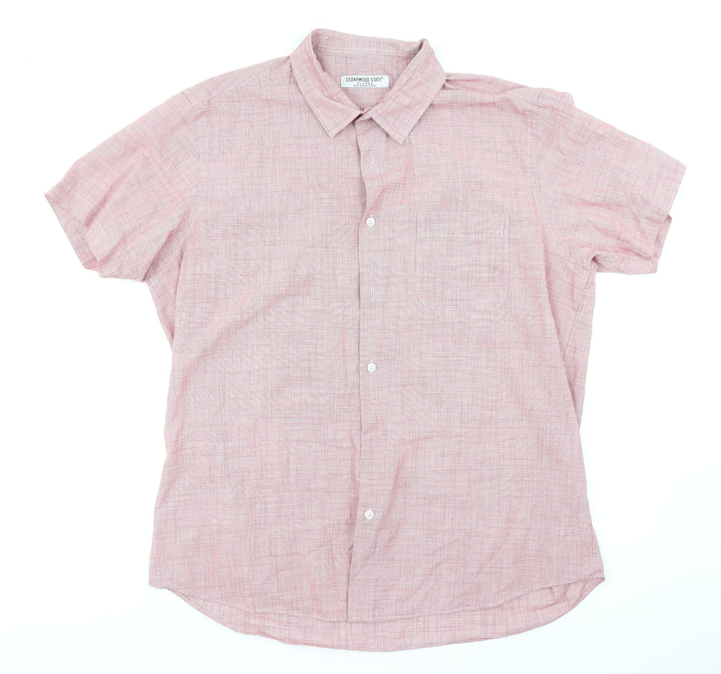 Mens UK Size XL Cedar Wood State Red  Button-Up Short Sleeve Casual Shirt
