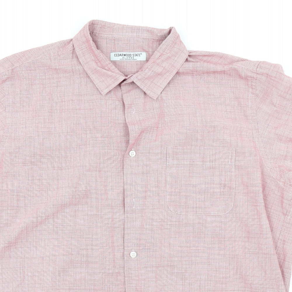 Mens UK Size XL Cedar Wood State Red  Button-Up Short Sleeve Casual Shirt