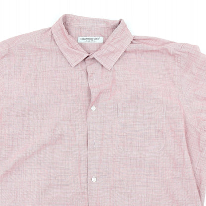 Mens UK Size XL Cedar Wood State Red  Button-Up Short Sleeve Casual Shirt