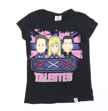 Miss E-vie Girls Black   Basic T-Shirt Size 9-10 Years