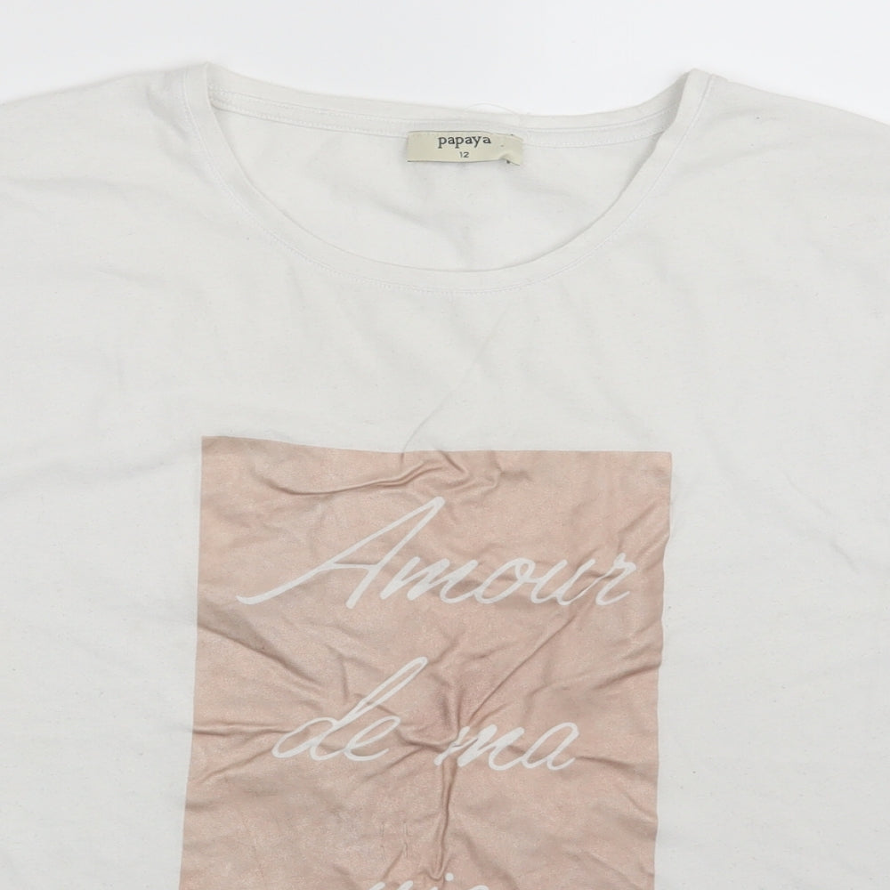 Papaya Womens White   Basic T-Shirt Size 12  - Love of my LIfe