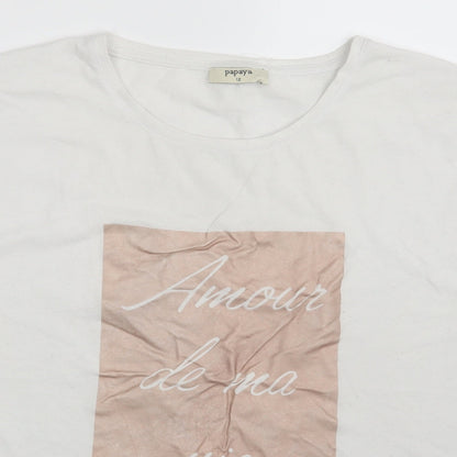 Papaya Womens White   Basic T-Shirt Size 12  - Love of my LIfe