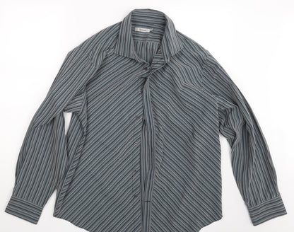 Sonett Mens Grey Striped   Button-Up Size XL