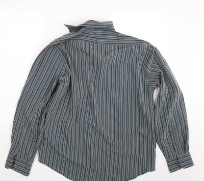 Sonett Mens Grey Striped   Button-Up Size XL