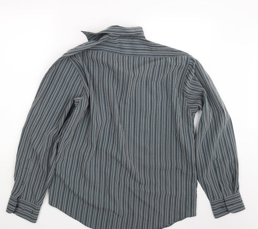 Sonett Mens Grey Striped   Button-Up Size XL