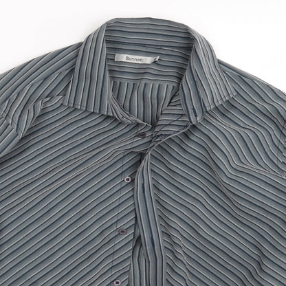 Sonett Mens Grey Striped   Button-Up Size XL