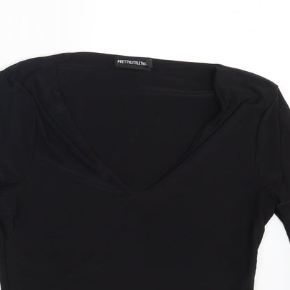 PRETTYLITTLETHING Womens Black   Basic Blouse Size 12