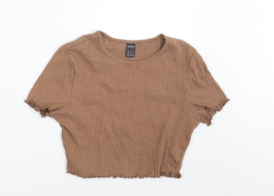 SHEIN  Womens Brown   Basic Blouse Size XS