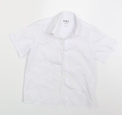 M&S Boys White   Basic Button-Up Size 7-8 Years  - School Wear