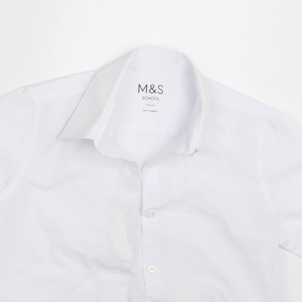 M&S Boys White   Basic Button-Up Size 7-8 Years  - School Wear