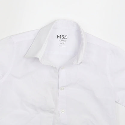 M&S Boys White   Basic Button-Up Size 7-8 Years  - School Wear