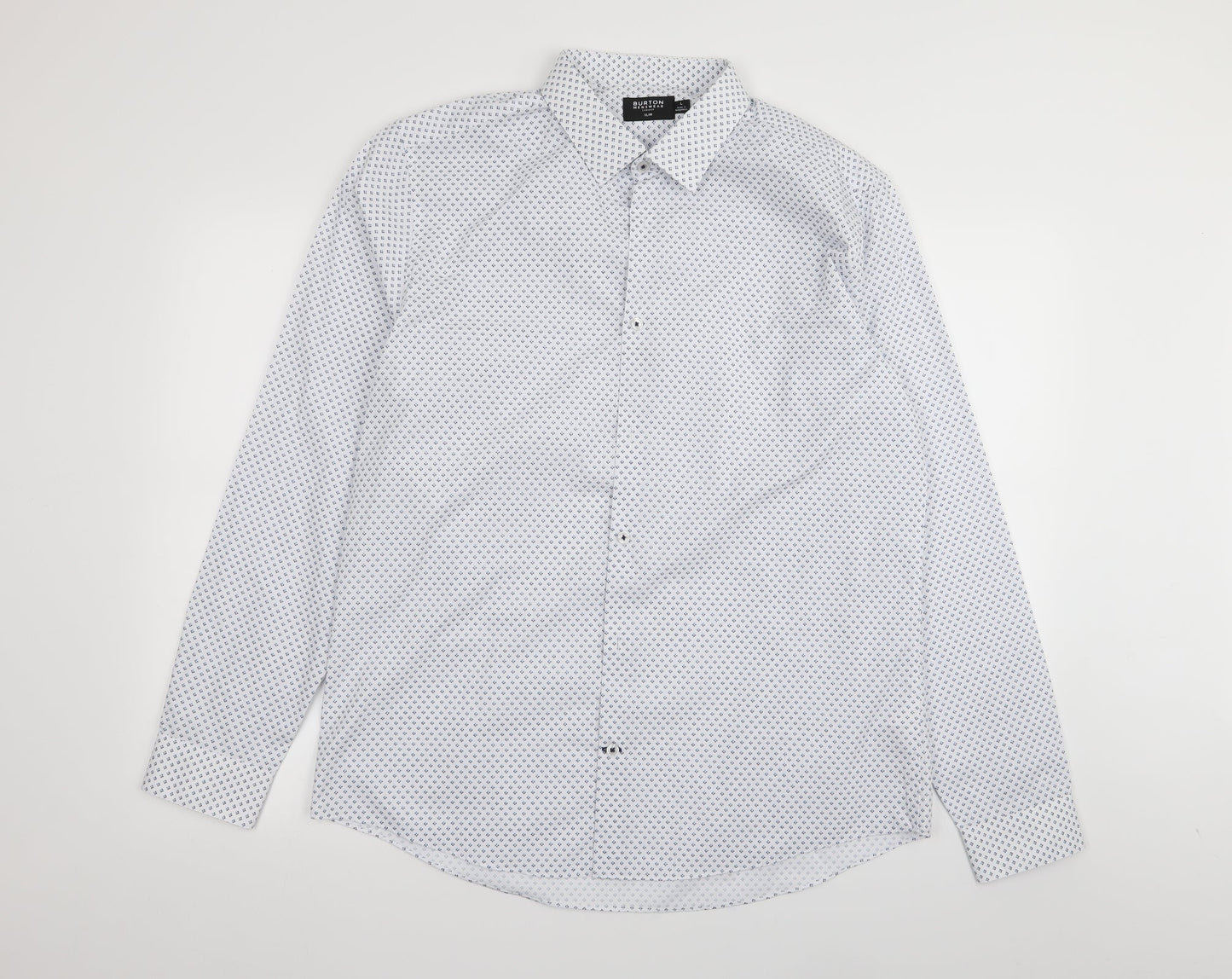 Mens UK Size L burton menswear White  Button-Up Long Sleeve Casual Shirt