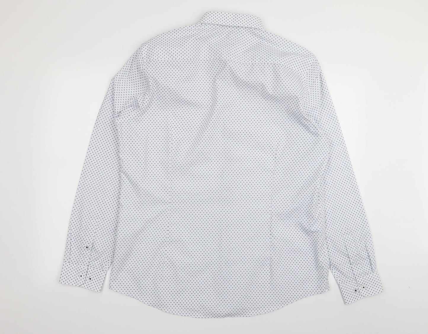 Mens UK Size L burton menswear White  Button-Up Long Sleeve Casual Shirt