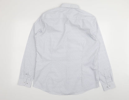 Mens UK Size L burton menswear White  Button-Up Long Sleeve Casual Shirt