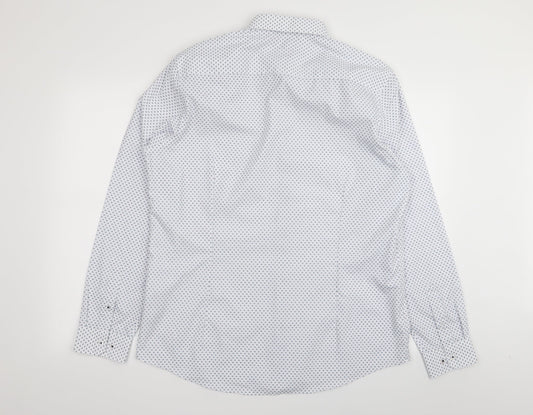 Mens UK Size L burton menswear White  Button-Up Long Sleeve Casual Shirt