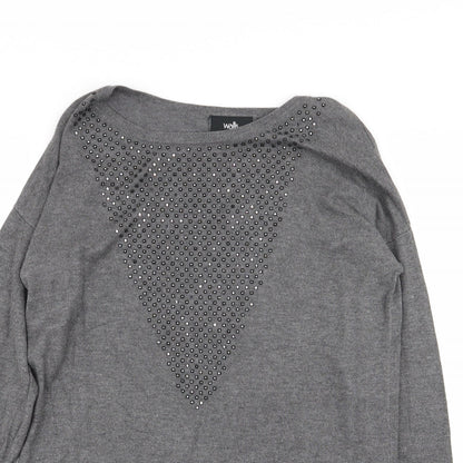 Wallis Womens Grey Geometric  Jumper Dress  Size S