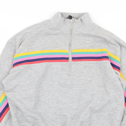 FOREVER 21 Womens Grey Striped  Full Zip Jumper Size S