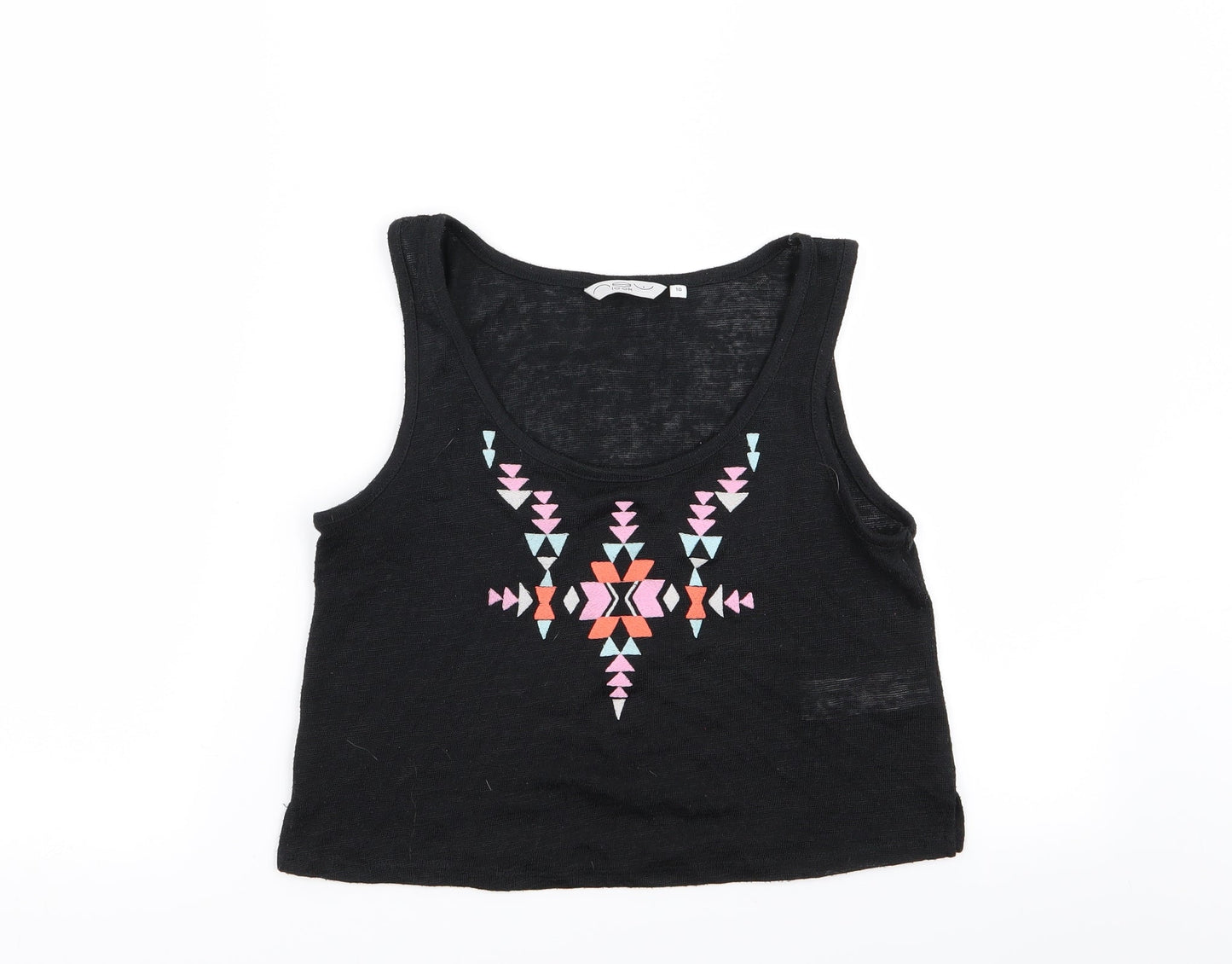 New Look Womens Black Geometric  Basic Tank Size 10
