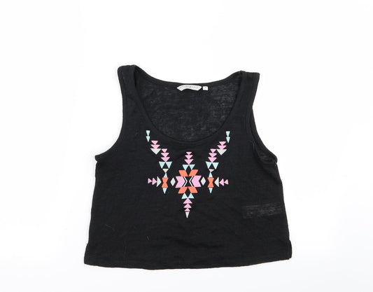 New Look Womens Black Geometric  Basic Tank Size 10