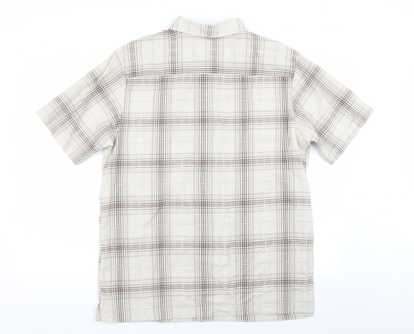 Atlantic Bay Mens Beige Check   Button-Up Size M