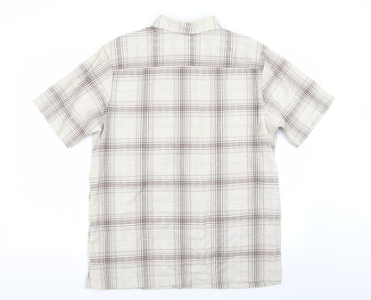 Atlantic Bay Mens Beige Check   Button-Up Size M