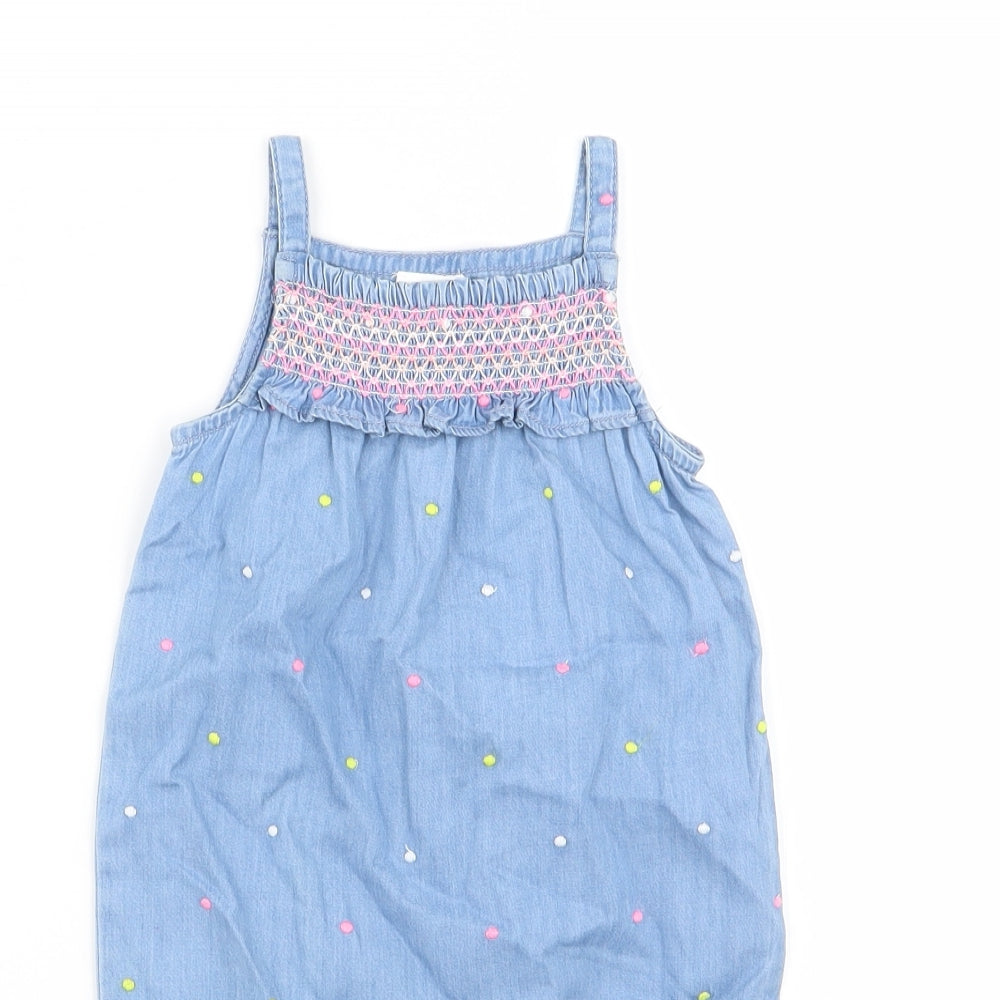 F&F Girls Blue Polka Dot  Babygrow One-Piece Size 3-6 Months