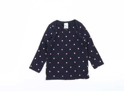 H&M Girls Blue Polka Dot  Basic T-Shirt Size 6-9 Months