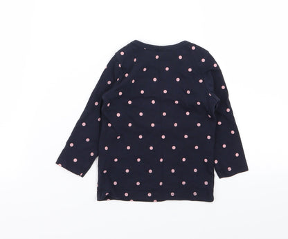 H&M Girls Blue Polka Dot  Basic T-Shirt Size 6-9 Months