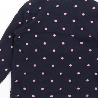 H&M Girls Blue Polka Dot  Basic T-Shirt Size 6-9 Months
